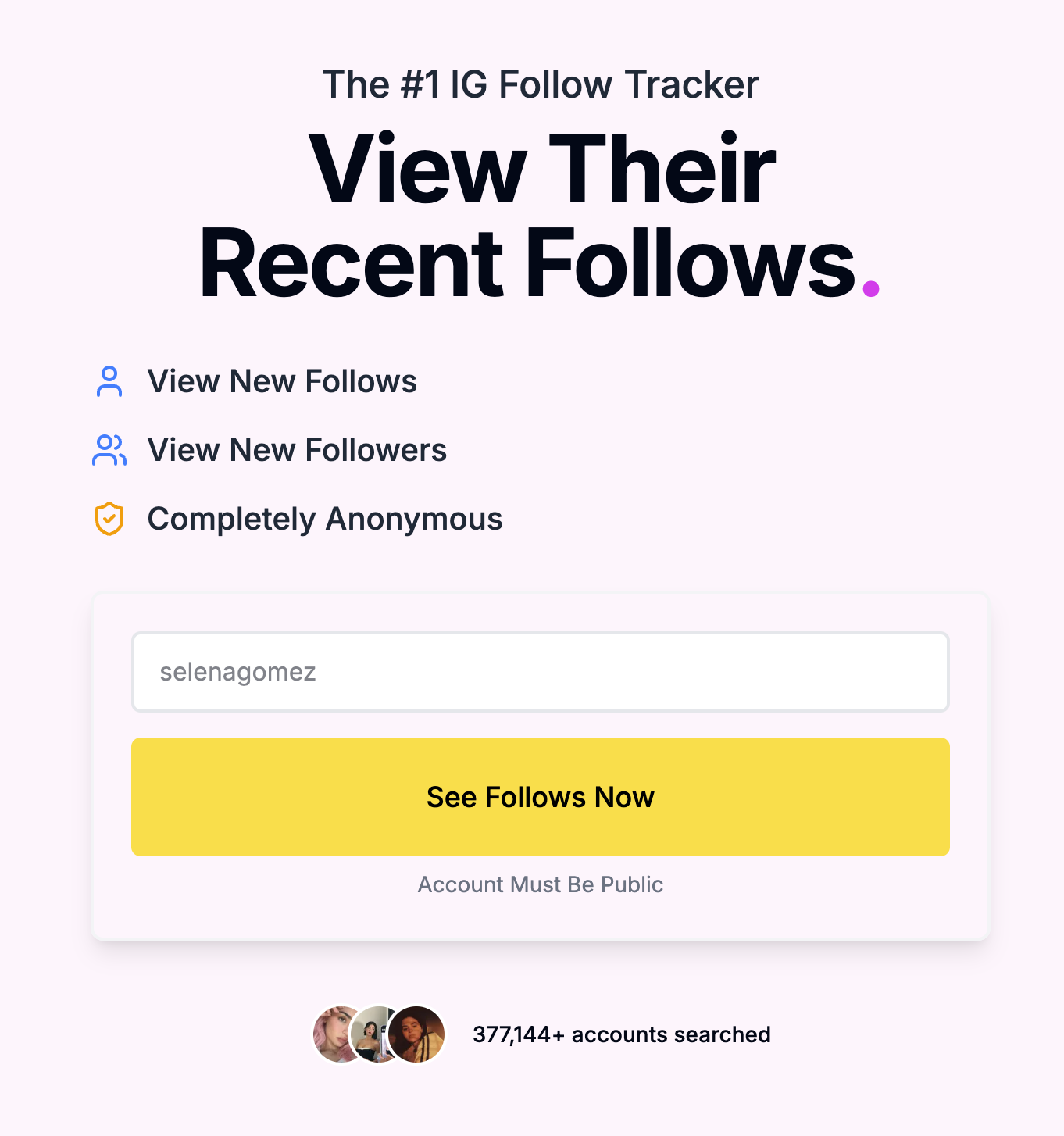 Recent-Follow.com Interface