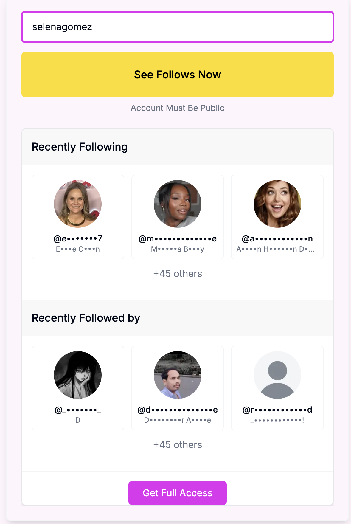 Recent-Follow.com Interface1